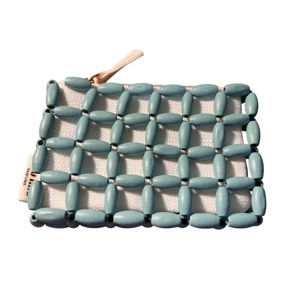 Miu Miu Turquoise Blue Wooden Beauty Change Purse Pouch Wallet New